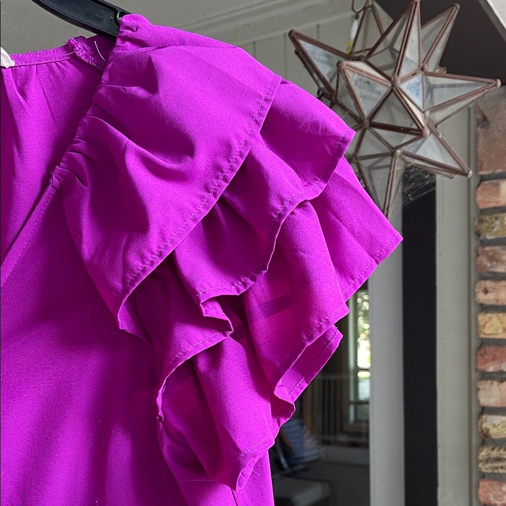 Entro Fuchsia Ruffle Sleeve Dress - Picture 8 of 8